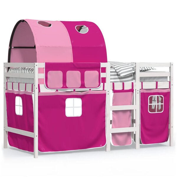 vidaXL Lit mezzanine enfants avec tunnel sans matelas rose 80x200 cm