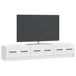 vidaXL Meuble TV Blanc brillant 147 x 34 5 x 27 cm Bois d'ingénierie