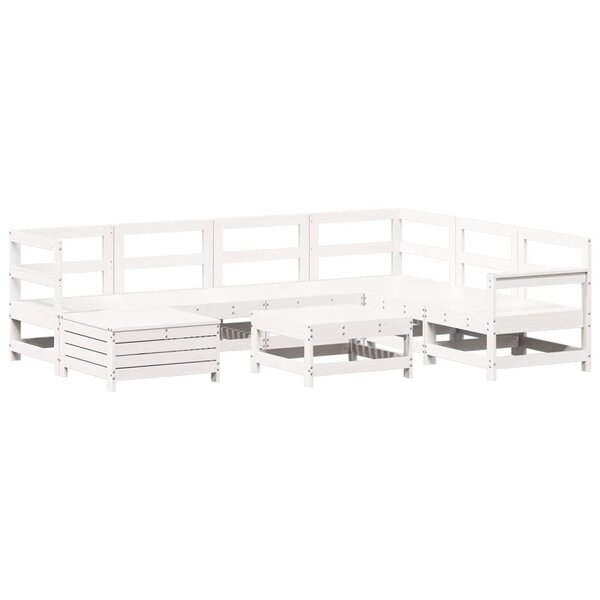 vidaXL Salon de jardin 8 Pièces blanc bois de pin massif