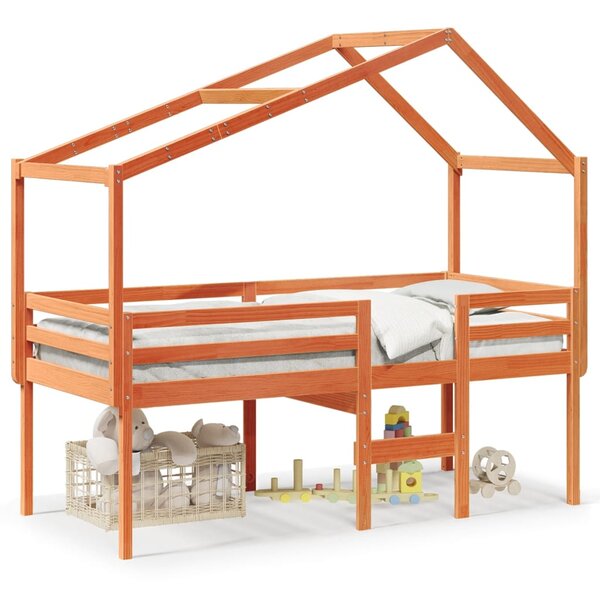 vidaXL Lit haut sans matelas cire marron 75x190 cm bois de pin massif