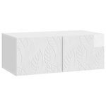 vidaXL Meuble TV mural 98 x 31 cm Blanc brillant Bois d'ingénierie