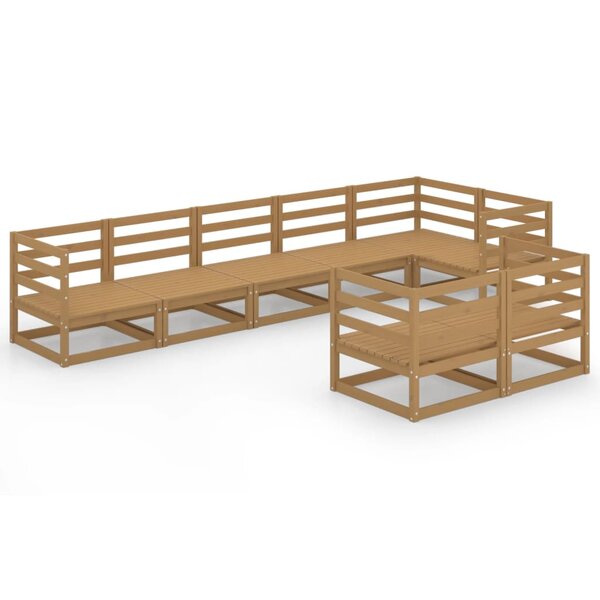 vidaXL Salon de jardin 8 Pièces marron miel bois de pin massif