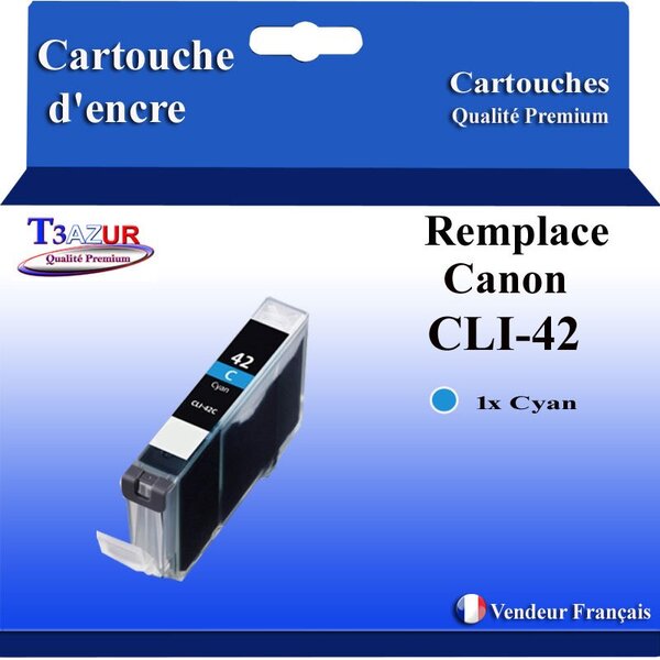 T3AZUR - Cartouche compatible avec Canon CLI42 CLI-42 pour Canon Pixma Pro100 Pro100S Pro-100 Pro-100S- Cyan