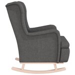 vidaXL Fauteuil avec pieds à bascule en bois d'hévéa Gris foncé Tissu