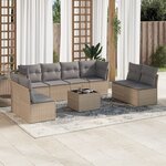 vidaXL Salon de jardin avec coussins 9 Pièces beige résine tressée