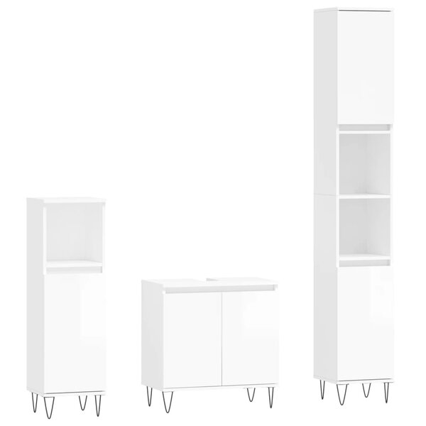 vidaXL Ensemble de meubles de salle de bain 3 Pièces blanc brillant