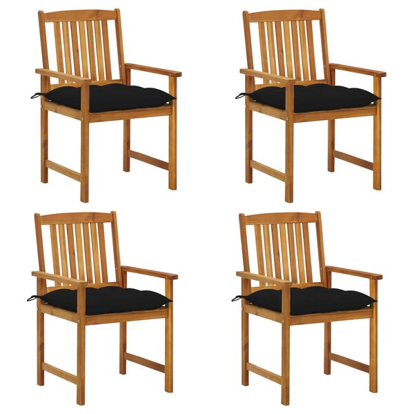 vidaXL Chaises de jardin avec coussins 4 Pièces Bois d'acacia massif