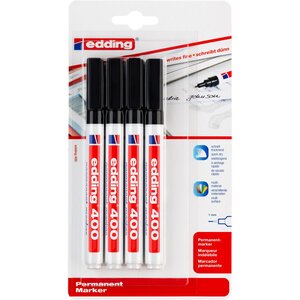 Marqueur Permanent 400 blister de 4 noir 1 mm EDDING
