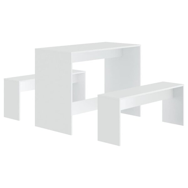 vidaXL Ensemble à manger 3 Pièces Blanc Bois d'ingénierie