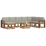 vidaXL Ensemble de canapés d'extérieur 9 Pièces Gris Naturel et Clair