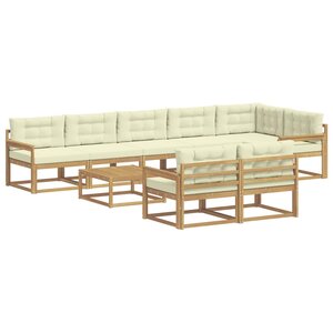 vidaXL Ensemble de canapés d'extérieur 9 pc Blanc et crème Polyester