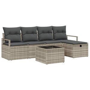 vidaXL Ensemble de canapé de jardin 6 Pièces Gris clair 230 x 117 x 85 cm