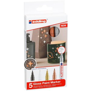 Marqueur Peinture brillante 751 Etui de 5 Assortis métallisés 1-2 mm x 8 EDDING
