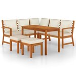 vidaXL Ensemble à manger de jardin 6 Pièces avec coussins Bois d'acacia
