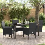 vidaXL Ensemble de salle à manger pour jardin 5 Pièces Noir Poly rotin