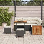 vidaXL Ensemble de canapé de jardin avec coussin 8 Pièces Noir et Crème