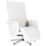 vidaXL Fauteuil inclinable de massage repose-pieds blanc similicuir
