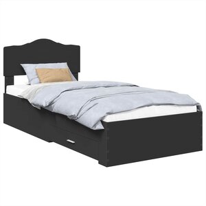 vidaXL Cadre de lit avec tiroir Noir 70 x 190 cm Bois d'ingénierie