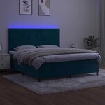 vidaXL Sommier à lattes de lit matelas et LED Bleu foncé 160x200 cm