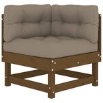 vidaXL Salon de jardin 10 Pièces avec coussins marron miel bois massif