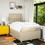vidaXL Sommier à lattes de lit avec matelas Crème 120x200 cm Tissu