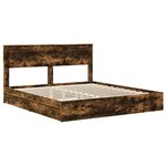 vidaXL Lit de Rangement Chêne fumé 180 x 200 cm Bois d'ingénierie