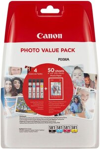 Pack 4 cartouches d'encre canon cli-581 (3 couleurs + noir)