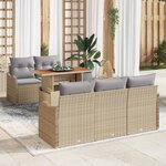 vidaXL Ensemble de canapé de jardin 6 Pièces Beige Poly rotin