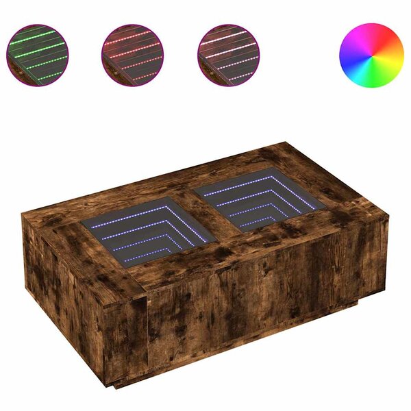 vidaXL Table basse avec LED infini chêne fumé 116x69x40 cm