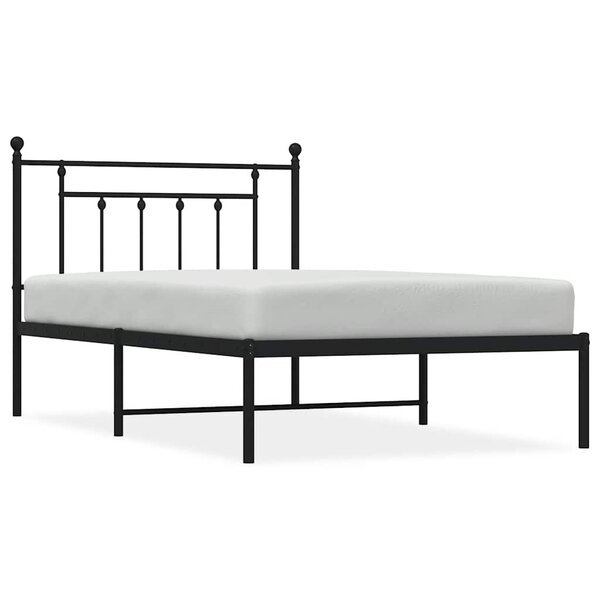 vidaXL Cadre de lit métal sans matelas avec tête de lit noir 100x200cm