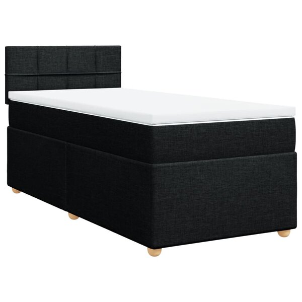 vidaXL Sommier à lattes de lit avec matelas noir 90x190 cm simple tissu