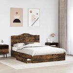 vidaXL Lit de Rangement Chêne fumé 160 x 200 cm Bois d'ingénierie
