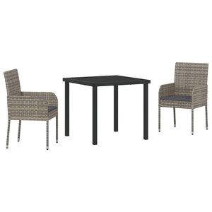 vidaXL Ensemble de salle à manger pour jardin 3 Pièces Gris polyrotin