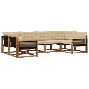 vidaXL Ensemble de canapés d'extérieur 6 pc Naturel et Beige