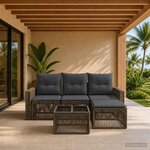 vidaXL Ensemble de canapé de jardin 5 pc Gris et Gris foncé polyrotin