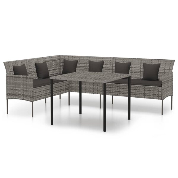 vidaXL Ensemble à manger de jardin et coussins 2 Pièces gris rotin