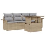 vidaXL Set de canapé de jardin 5 pièces avec coussins beiges en poly rotin
