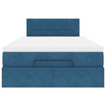 vidaXL Lit ottoman avec matelas et LED bleu foncé 90x200cm velours