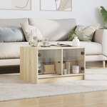 vidaXL Table basse avec portes en verre chêne sonoma 68x50x42 cm