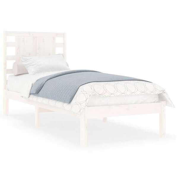 vidaXL Cadre de lit Blanc Bois massif 75x190 cm Petit simple