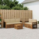 vidaXL Ensembles de canapés avec coussin 6 Pièces Bois d'Acacia Massif