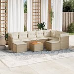 vidaXL Salon de jardin avec coussins 10 Pièces beige résine tressée