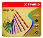 Boite métal 24 Crayon de couleur ORIGINAL mine fine partiellement aquarellable STABILO
