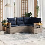 vidaXL Salon de jardin 4 Pièces avec coussins gris résine tressée