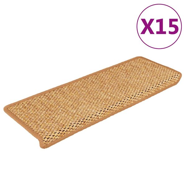 vidaXL Tapis d'escalier autocollants 15 Pièces 65x21x4 cm Orange