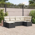 Ensemble de Canapés de Jardin de 6 Pièces avec Coussins Poly Rattan Noir