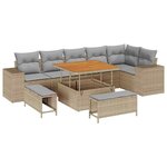 vidaXL Ensemble de canapé de jardin 9 Pièces Beige polyrotin