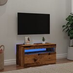 vidaXL Meuble TV avec lumières LED vieux bois bois d'ingénierie