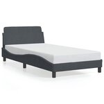 vidaXL Cadre de lit Dover gris foncé 100x190 cm velours