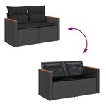 vidaXL Salon de jardin 6 Pièces avec coussins noir résine tressée
